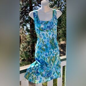 Tommy Hilfiger Blue and Green Floral Dress NWT